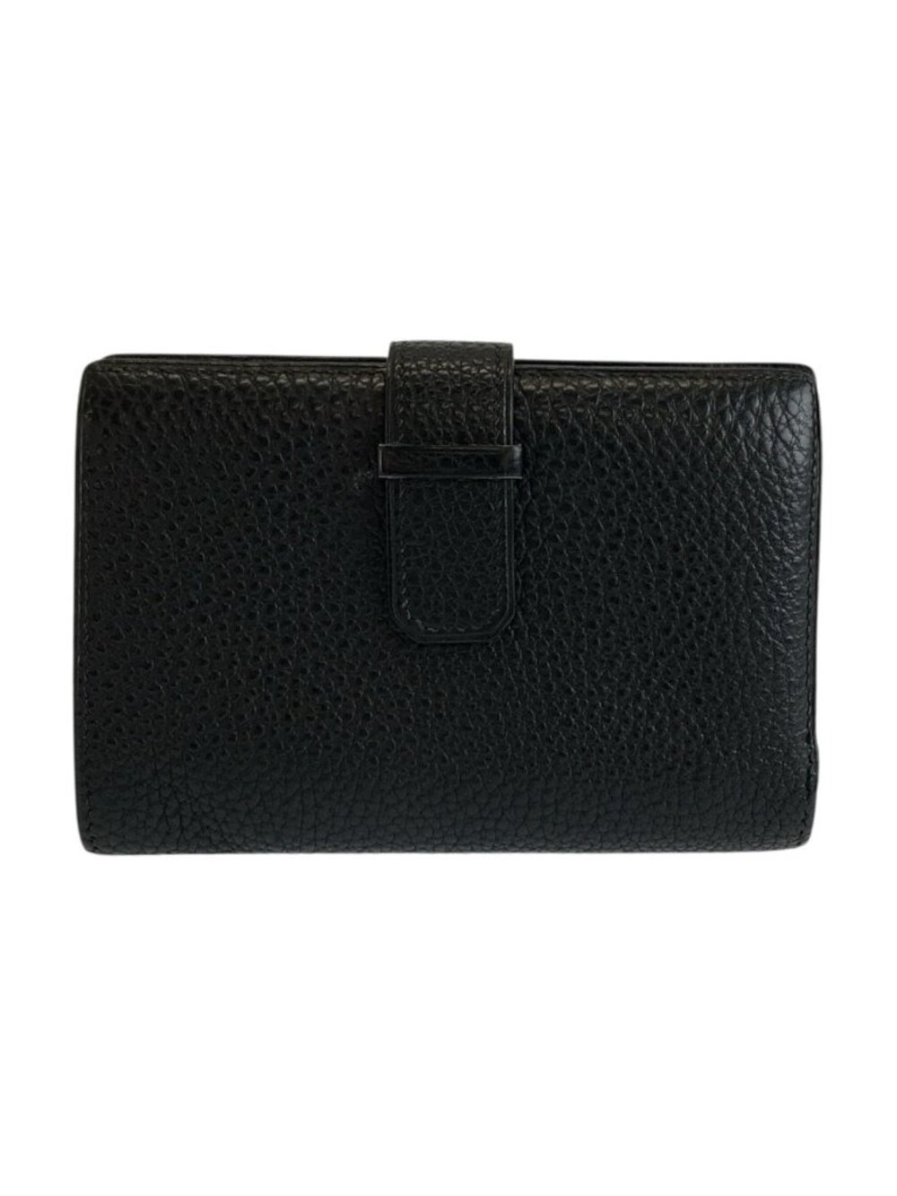 Hermes Jura Black Leather Fold Wallet Compact